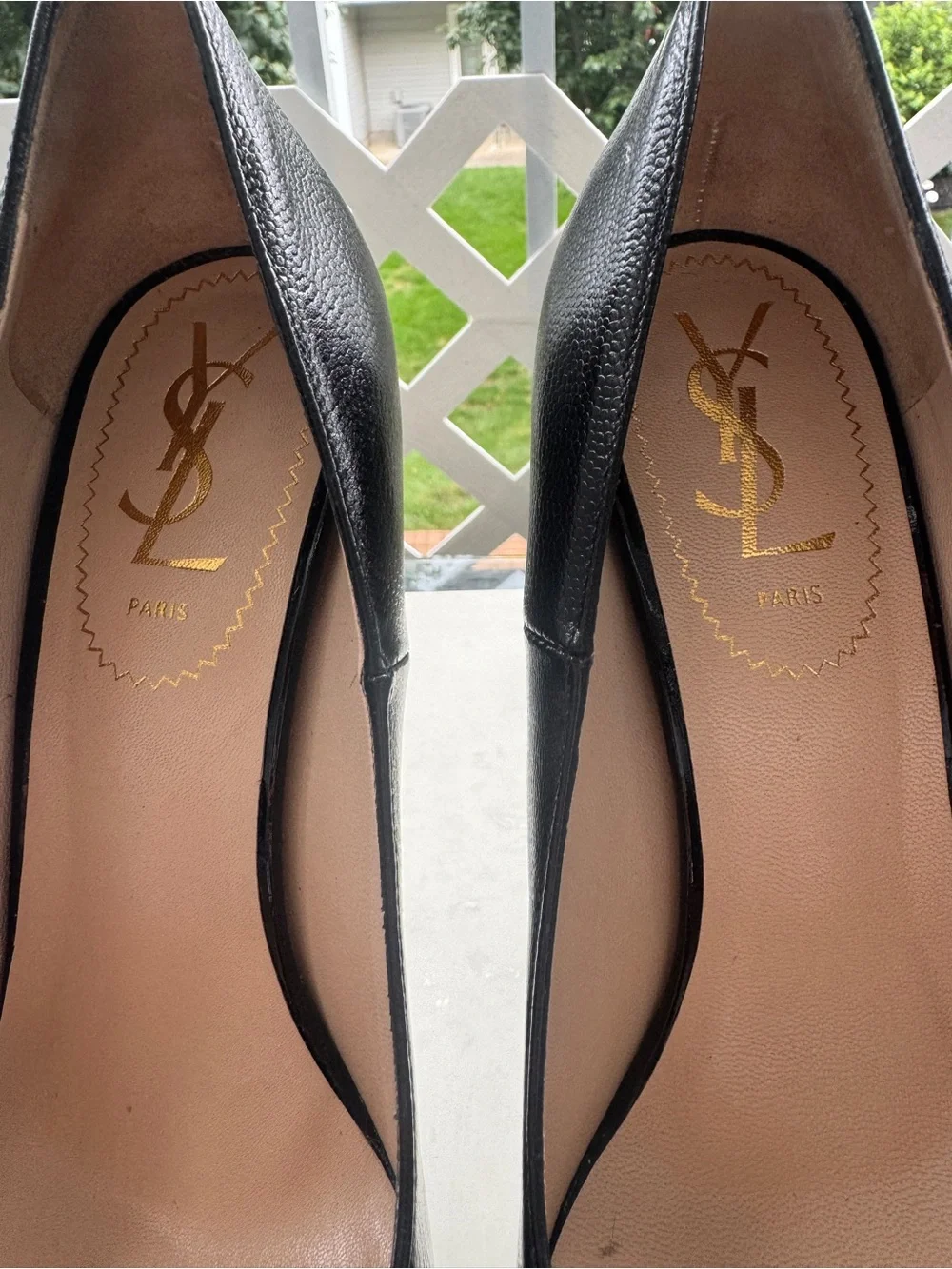 YSL Yves Saint Laurent Black Leather Tribtoo Tribute Platform Pumps Shoes 37